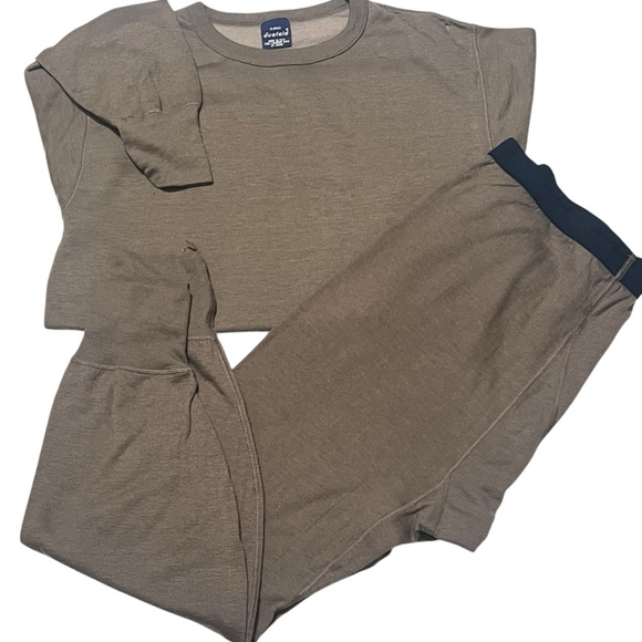 Vtg Duofold Base Layer Set XL Top Pants Wool Blend Thermax USA Army Green Men - Picture 9 of 9